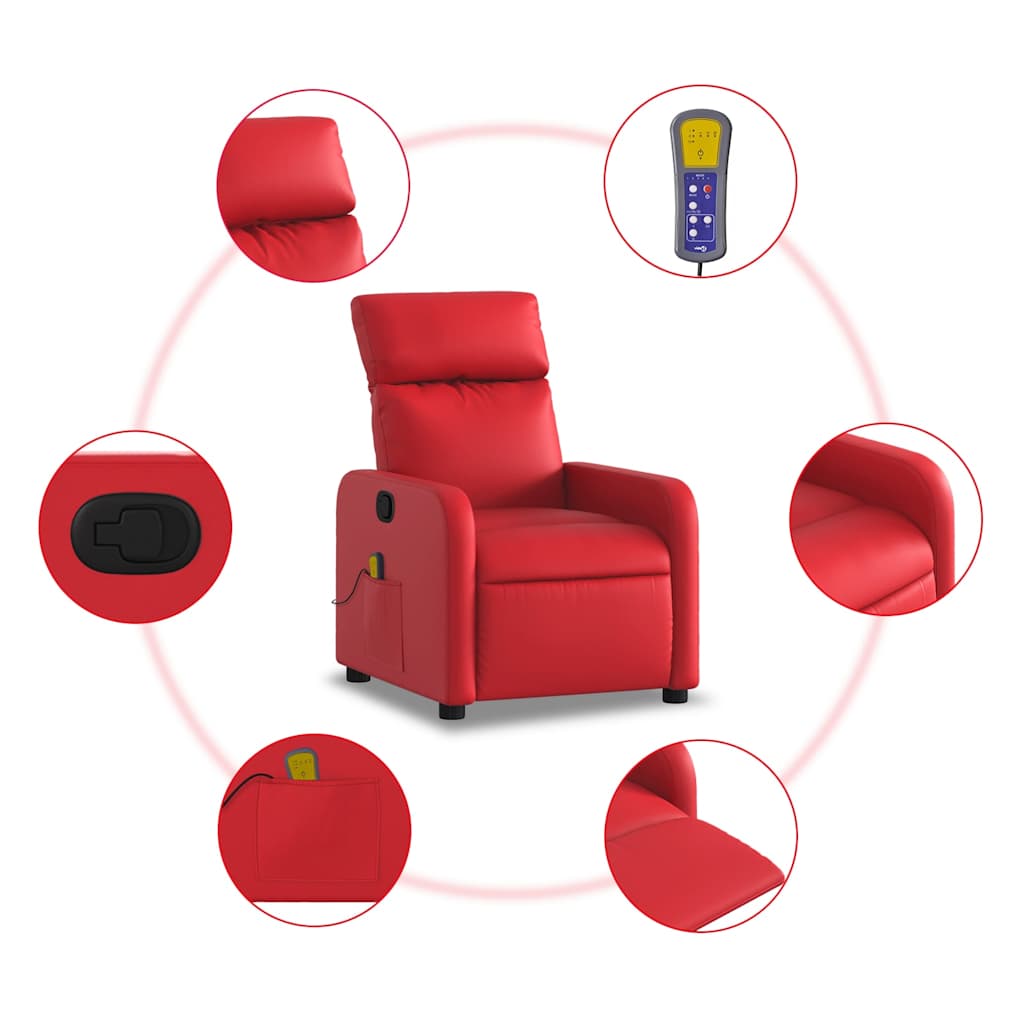 Fauteuil de massage inclinable rouge similicuir - XIOS