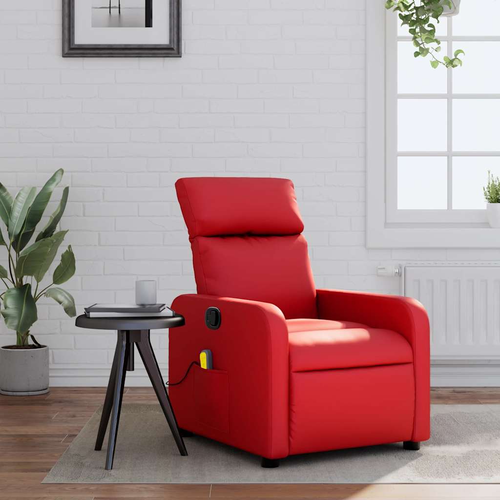 Fauteuil de massage inclinable rouge similicuir - XIOS