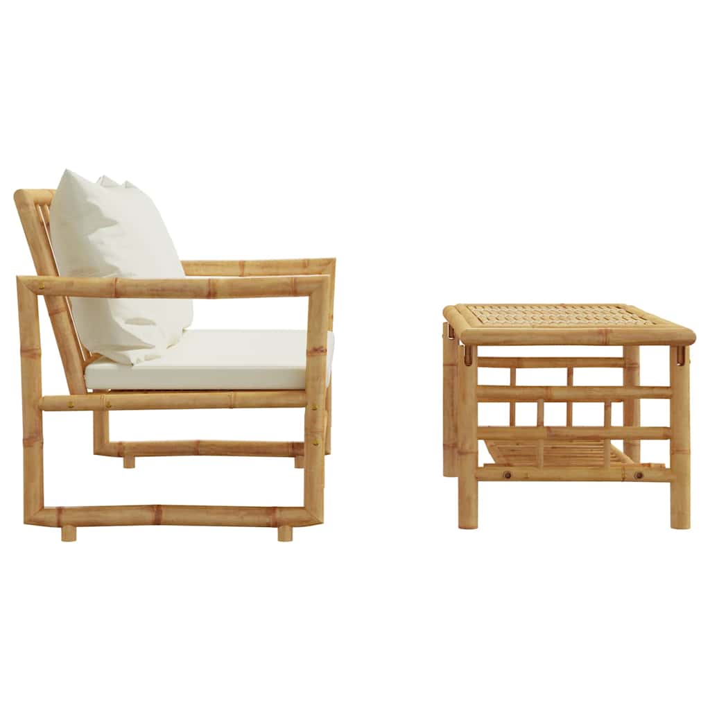 Ensemble de canapés de jardin 2 pièces avec coussins en bambou - XIOS