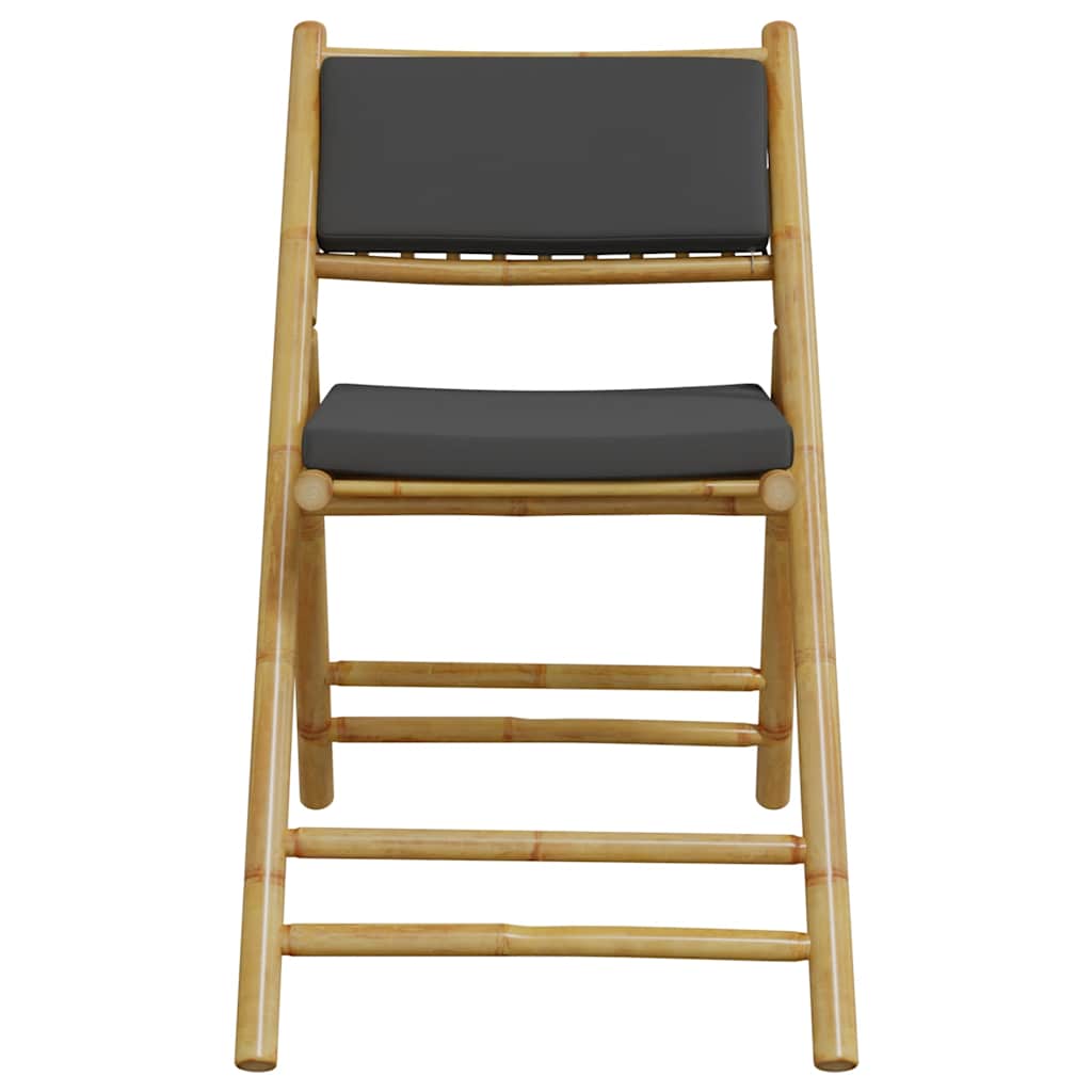Ensemble de bistro pliante 3 pcs et coussins gris foncé bambou - XIOS