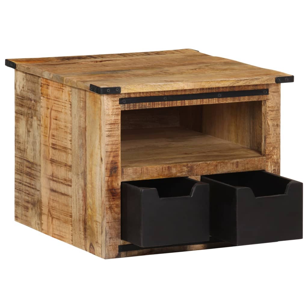 Table basse avec tiroirs 50x50x40 cm bois de manguier massif - XIOS