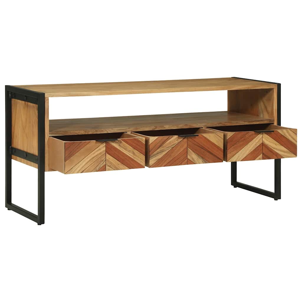 Meuble TV Marron 100 x 35 x 50 cm Bois d'Acacia Massif - XIOS