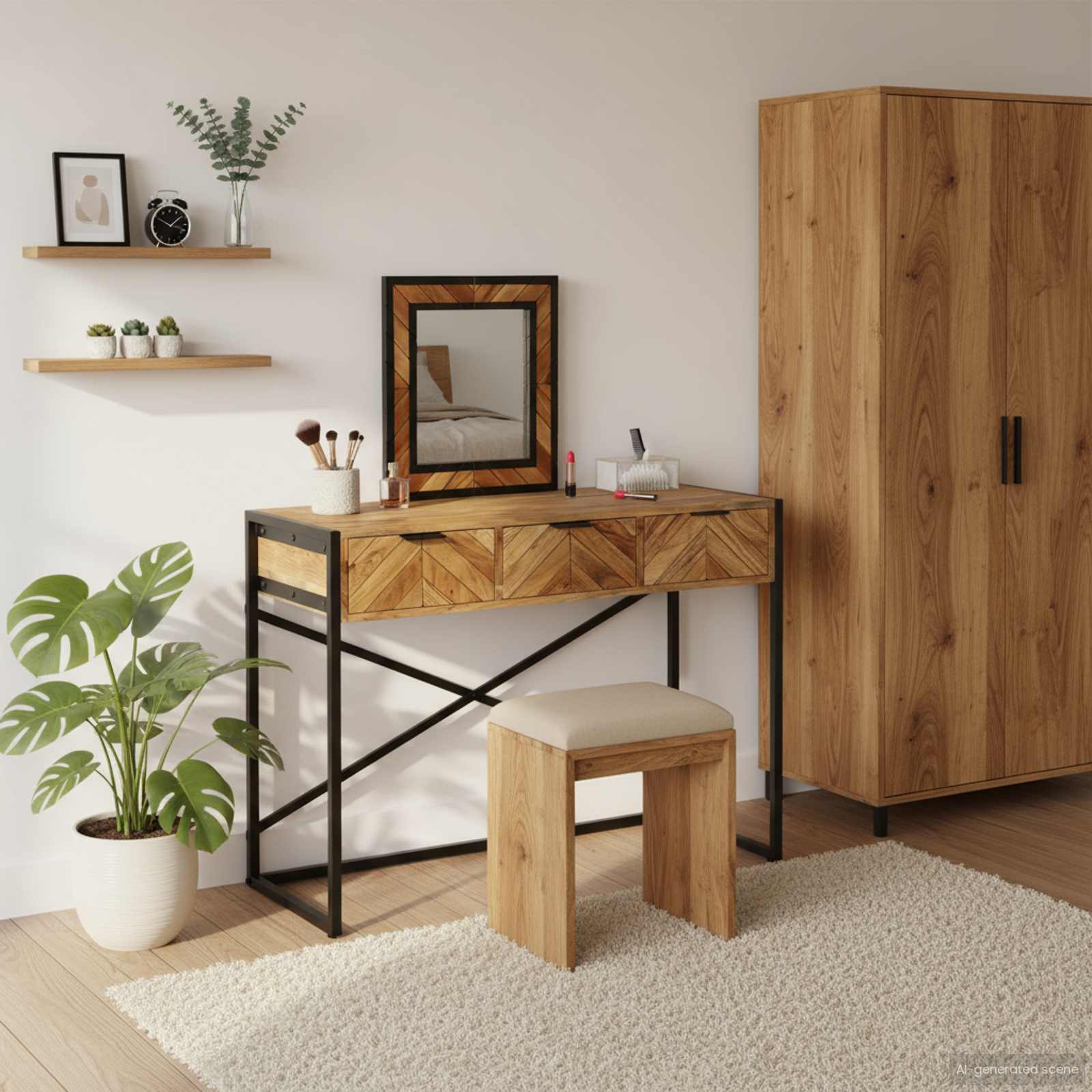 Table de Toilette Marron 100 x 40 x 120 cm Bois d'Acacia Massif - XIOS