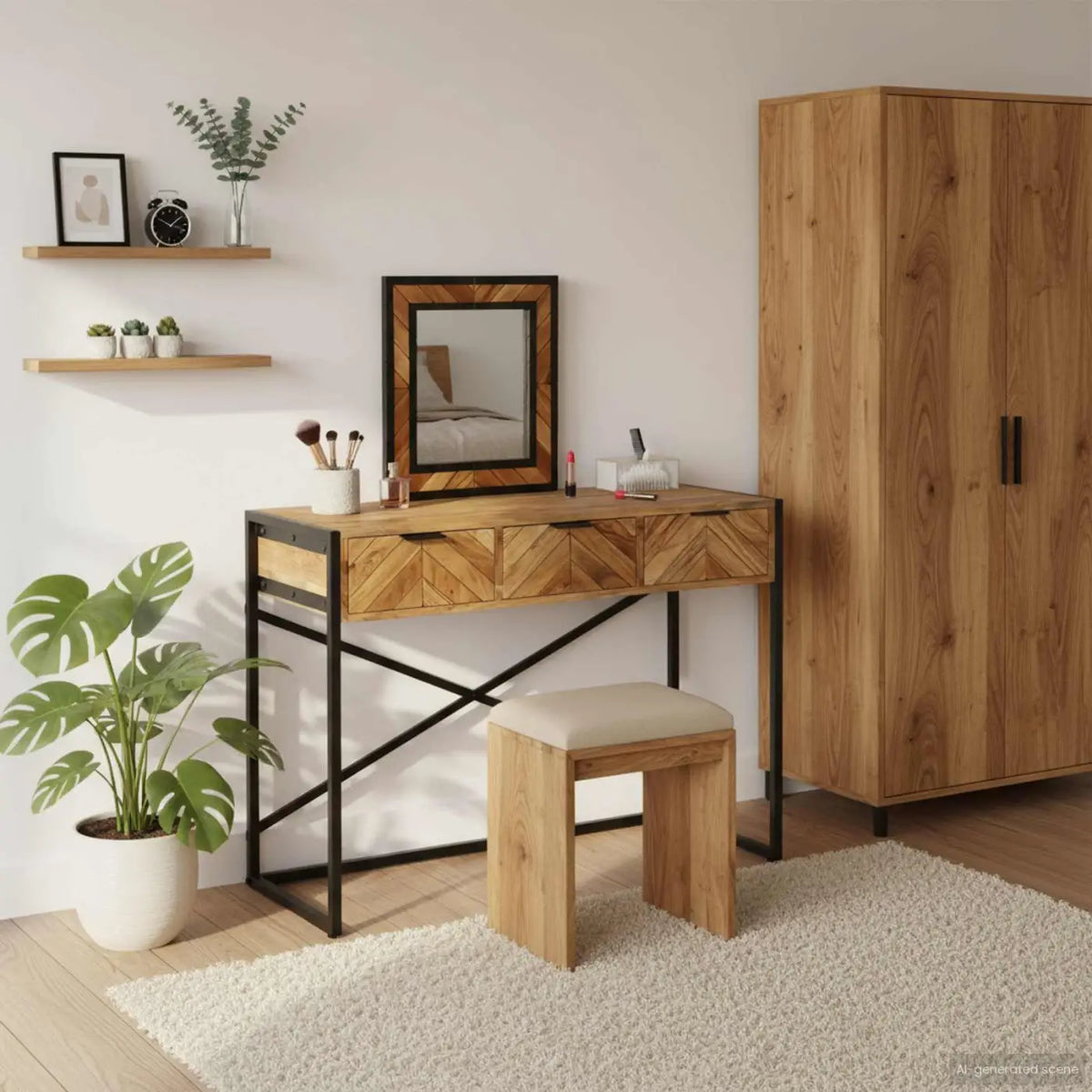 Table de Toilette Marron 100 x 40 x 120 cm Bois d’Acacia Massif - XIOS