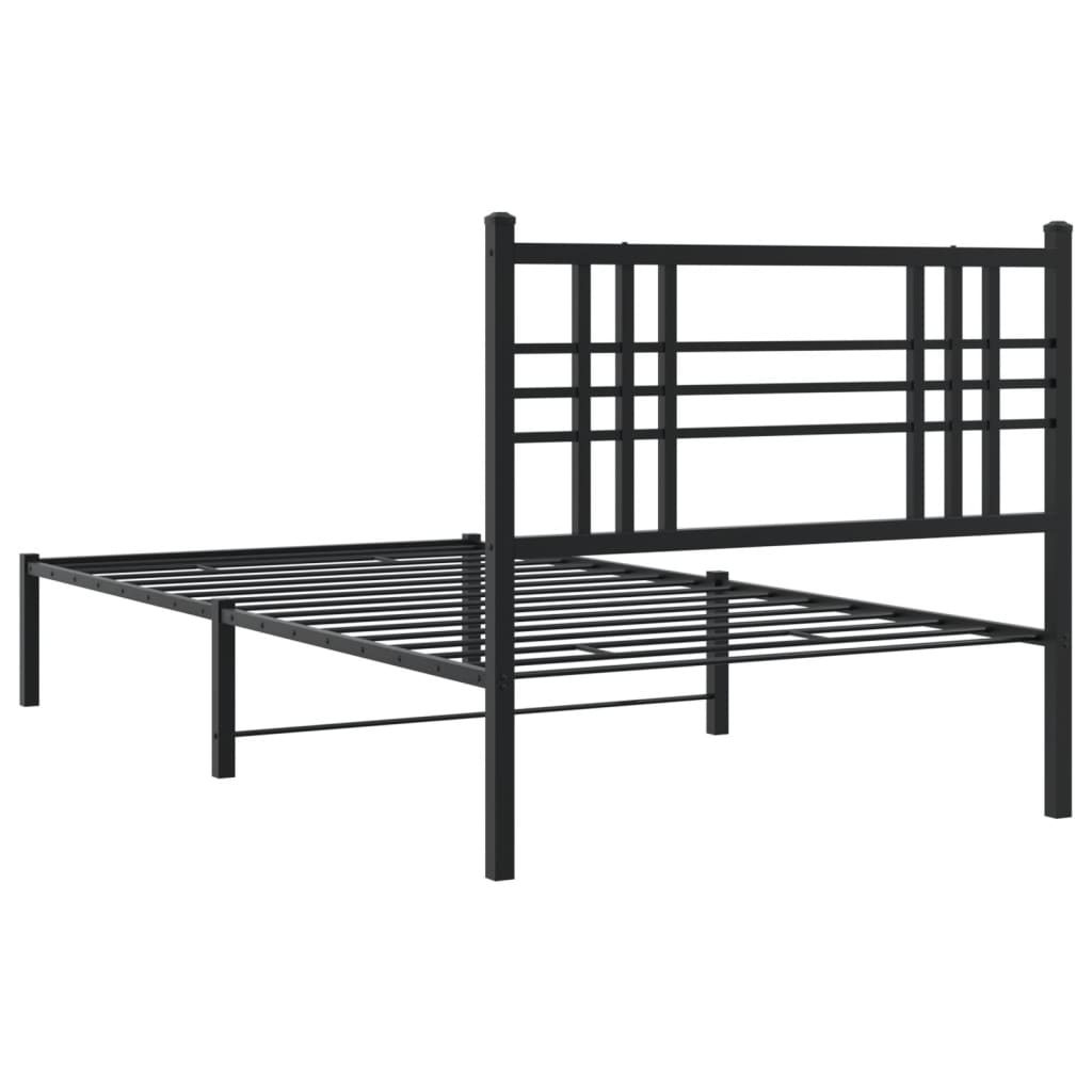 Cadre de lit métal sans matelas avec tête de lit noir 90x190 cm - XIOS