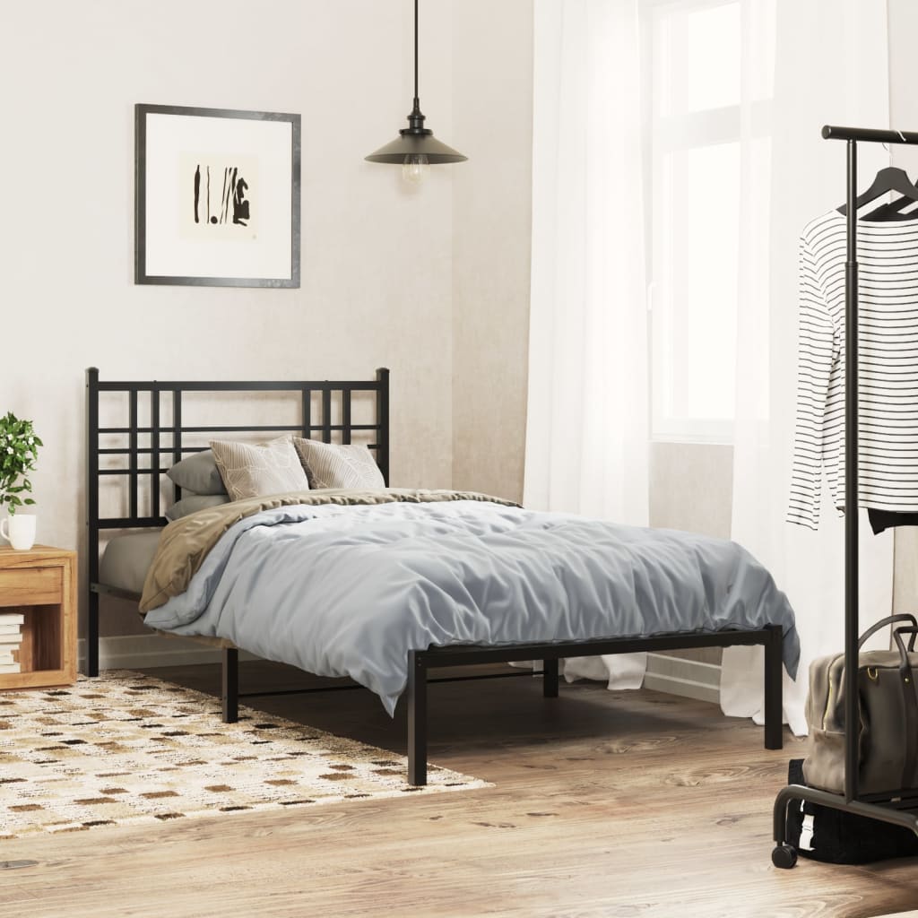 Cadre de lit métal sans matelas avec tête de lit noir 90x190 cm - XIOS