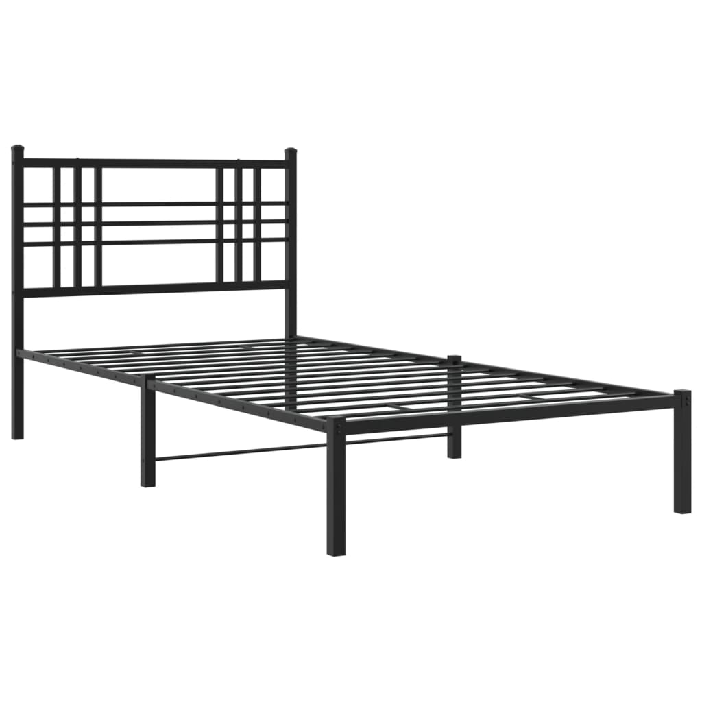 Cadre de lit métal sans matelas avec tête de lit noir 90x200 cm - XIOS