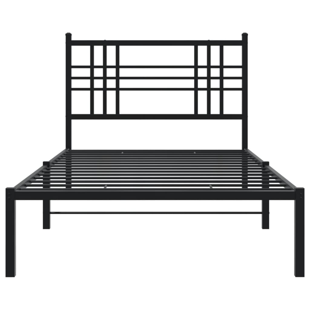 Cadre de lit métal sans matelas avec tête de lit noir 90x200 cm - XIOS
