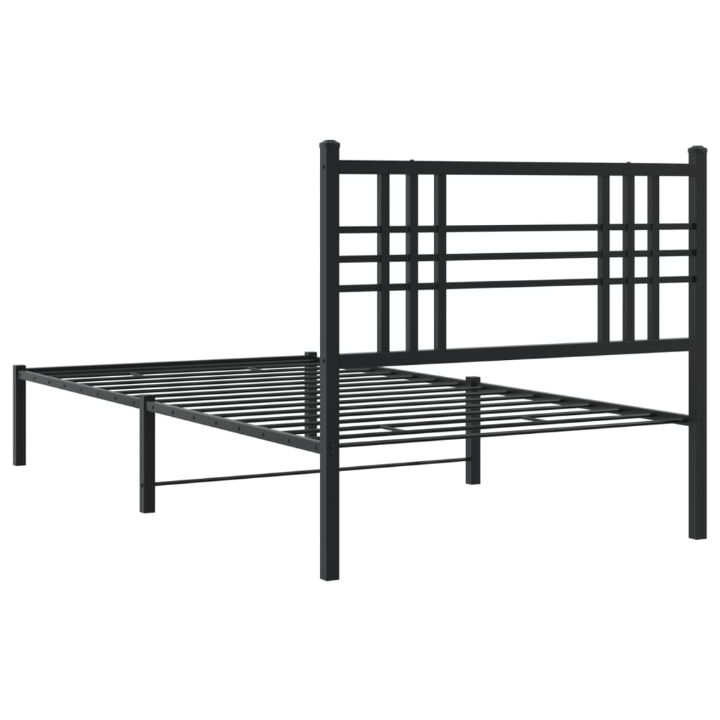 Cadre de lit métal sans matelas avec tête de lit noir 90x200 cm - XIOS