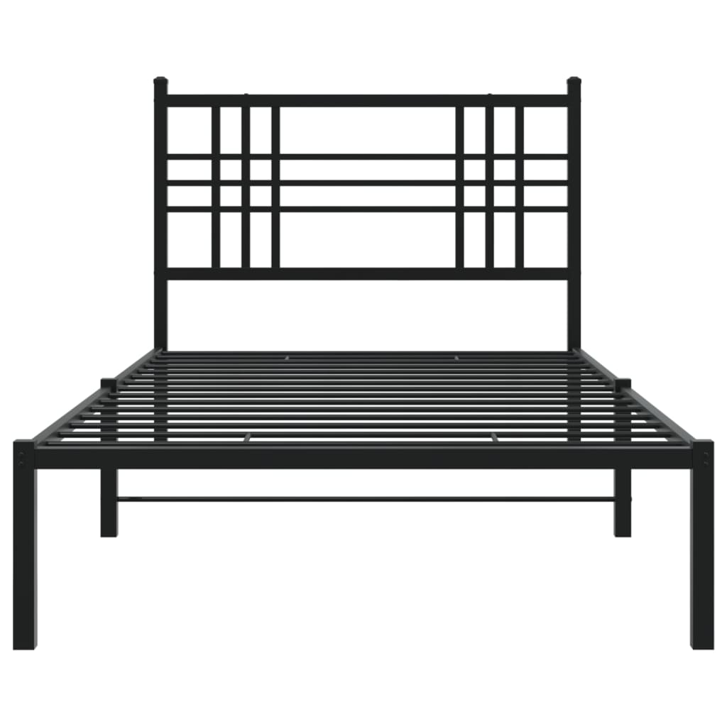 Cadre de lit métal sans matelas avec tête de lit noir 100x190cm - XIOS