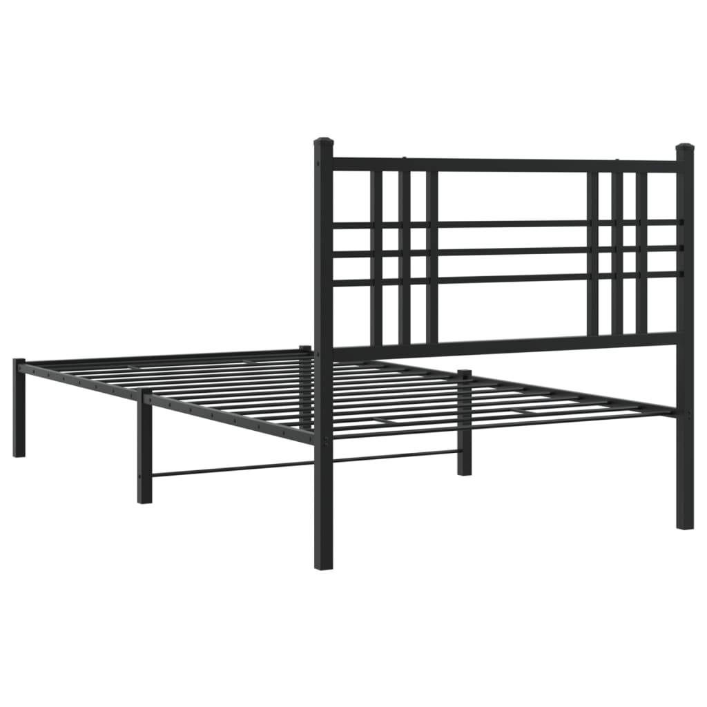 Cadre de lit métal sans matelas avec tête de lit noir 100x190cm - XIOS
