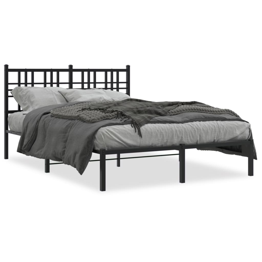 Cadre de lit métal sans matelas avec tête de lit noir 135x190cm - XIOS