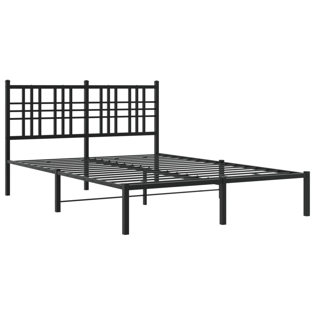 Cadre de lit métal sans matelas avec tête de lit noir 135x190cm - XIOS