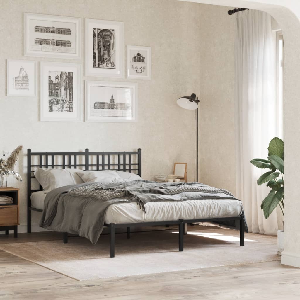Cadre de lit métal sans matelas avec tête de lit noir 140x190cm - XIOS