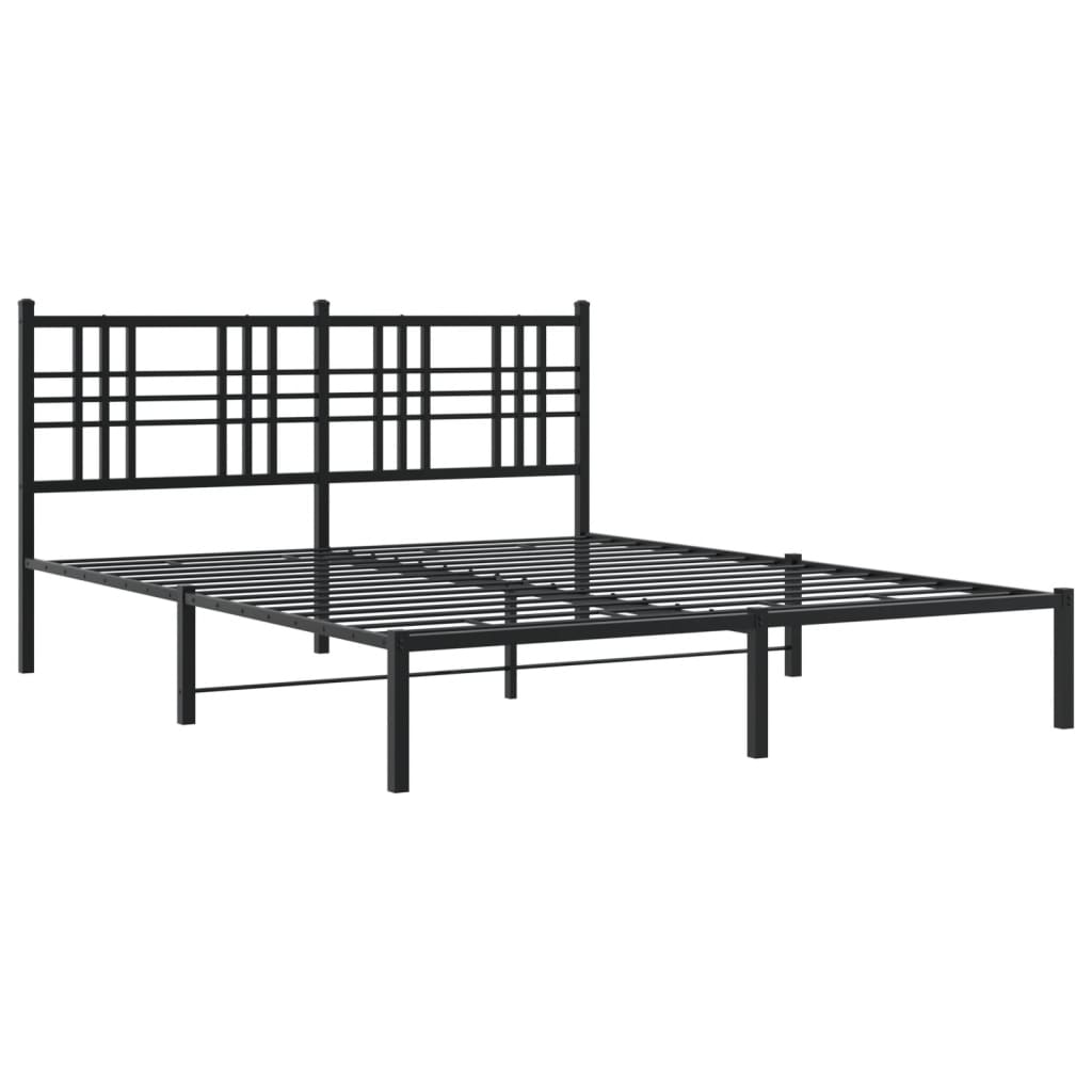 Cadre de lit métal sans matelas avec tête de lit noir 150x200cm - XIOS