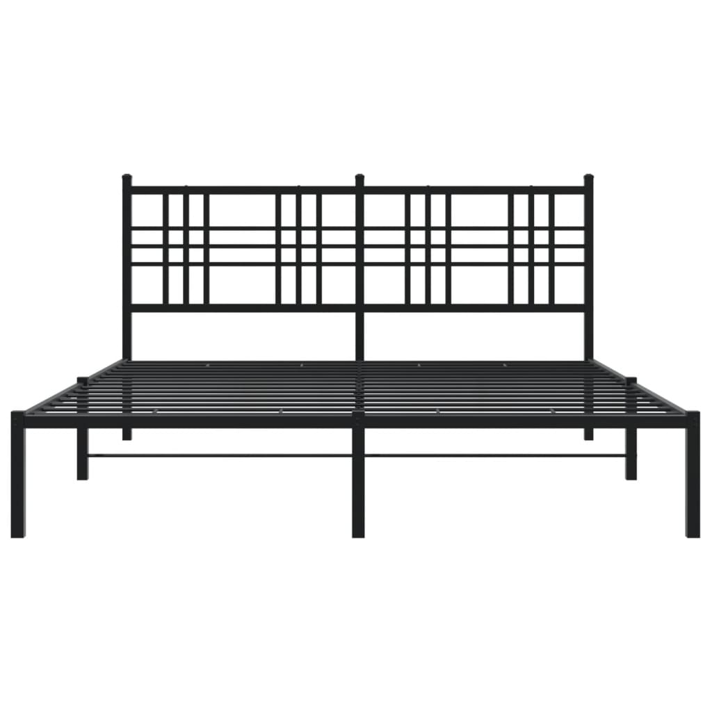 Cadre de lit métal sans matelas avec tête de lit noir 150x200cm - XIOS