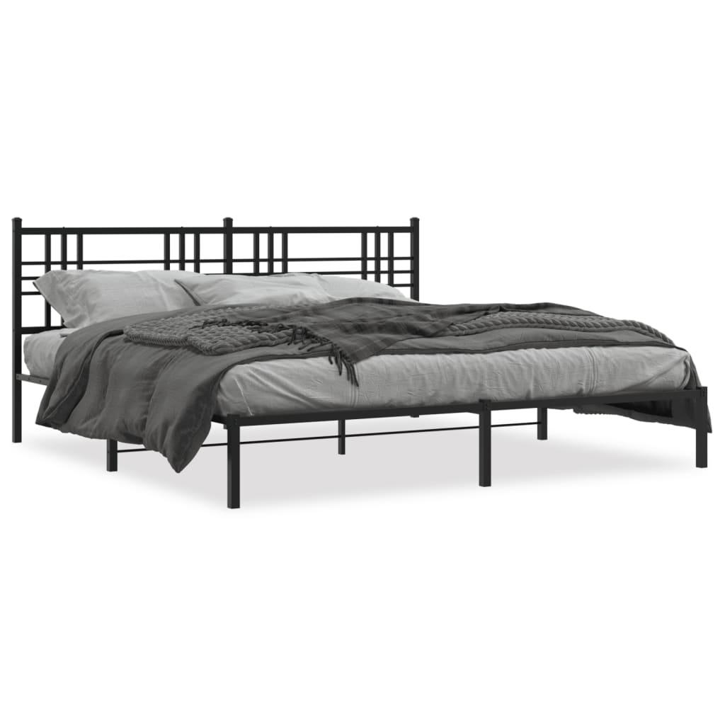 Cadre de lit métal sans matelas avec tête de lit noir 183x213cm - XIOS