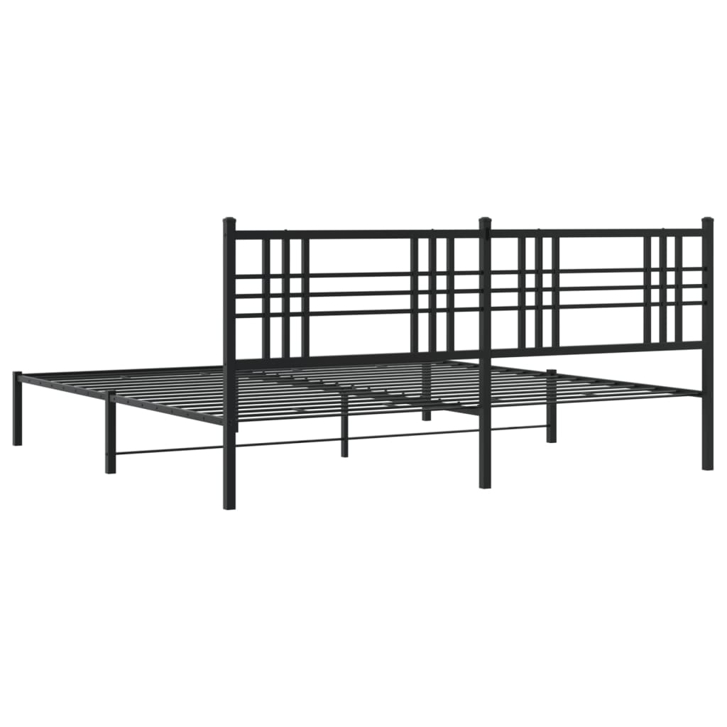 Cadre de lit métal sans matelas avec tête de lit noir 183x213cm - XIOS