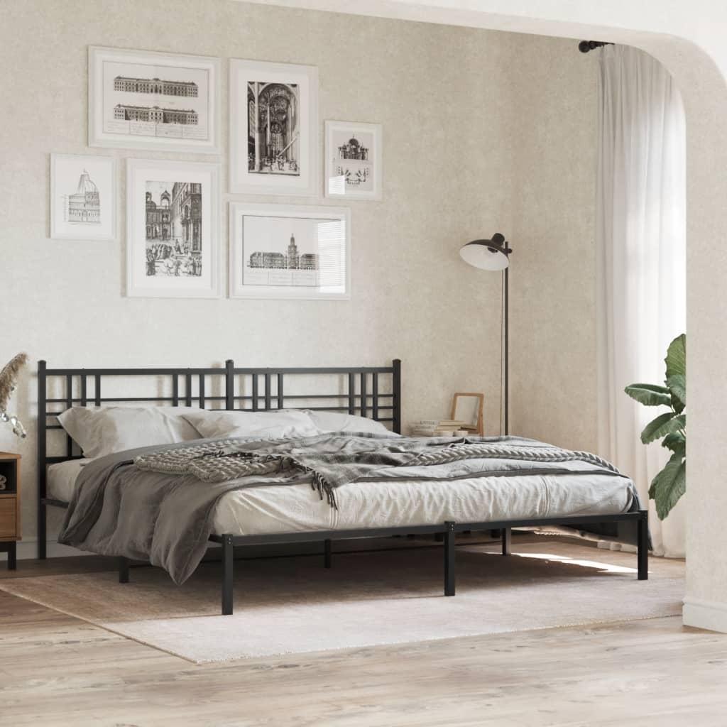 Cadre de lit métal sans matelas avec tête de lit noir 183x213cm - XIOS