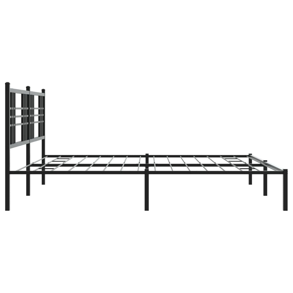 Cadre de lit métal sans matelas avec tête de lit noir 193x203cm - XIOS