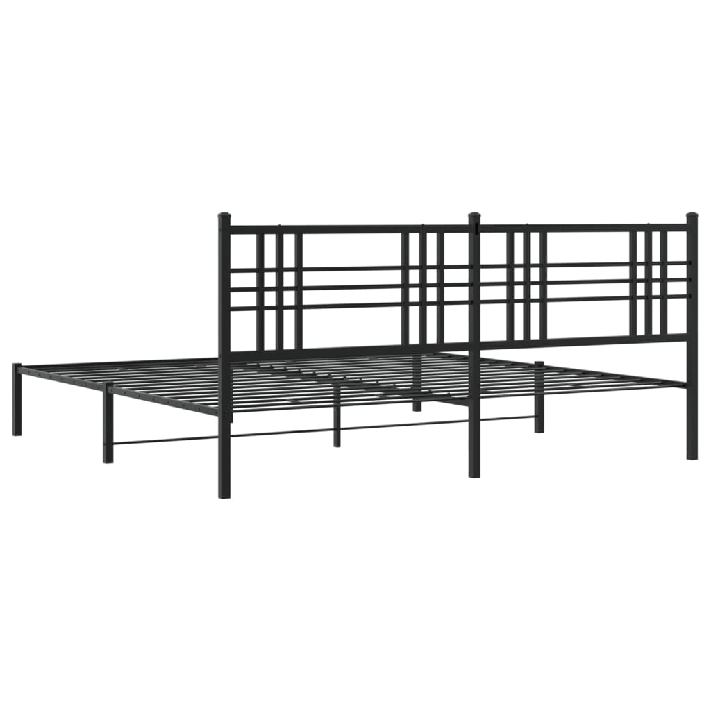 Cadre de lit métal sans matelas avec tête de lit noir 193x203cm - XIOS