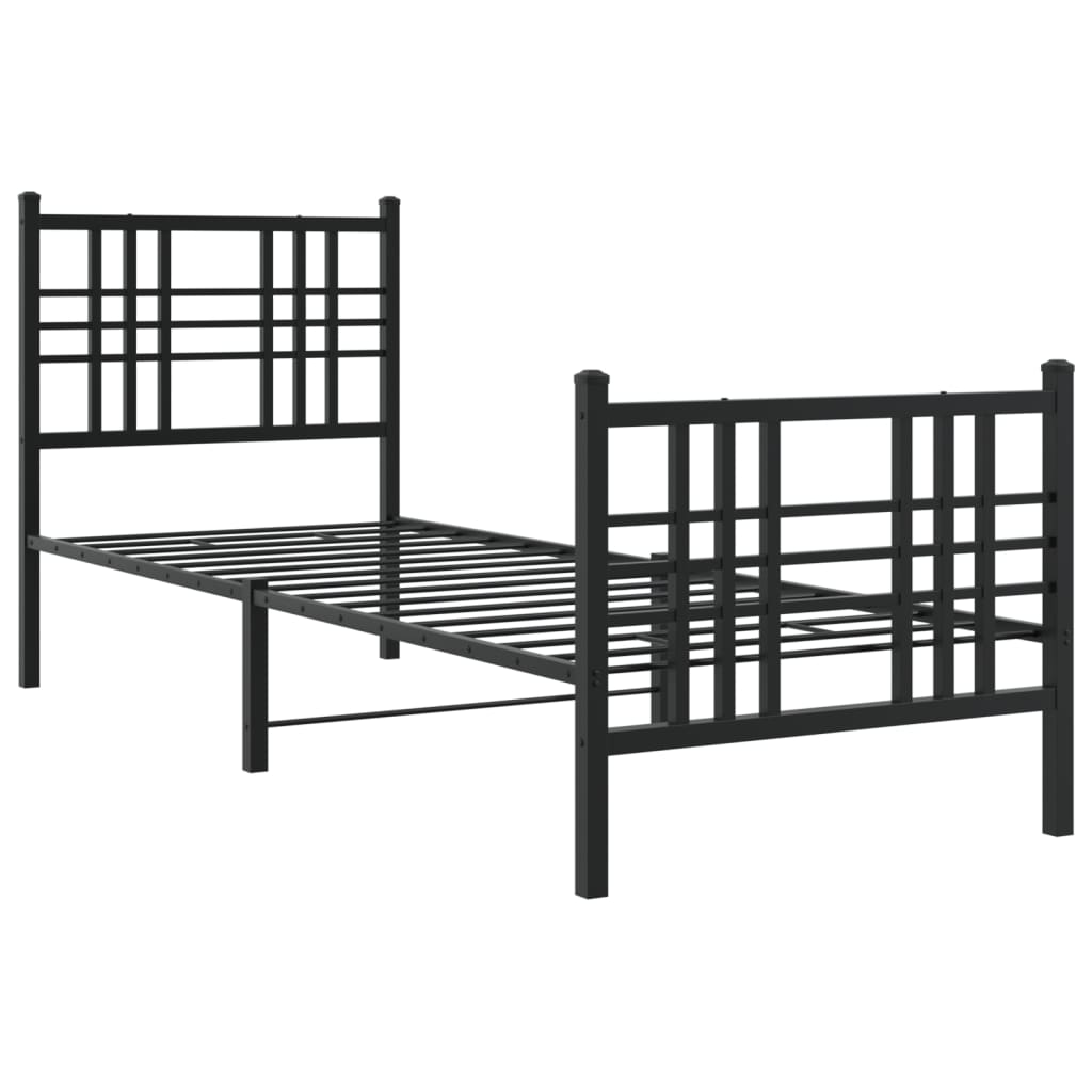 Cadre de lit métal sans matelas avec pied de lit noir 80x200 cm - XIOS