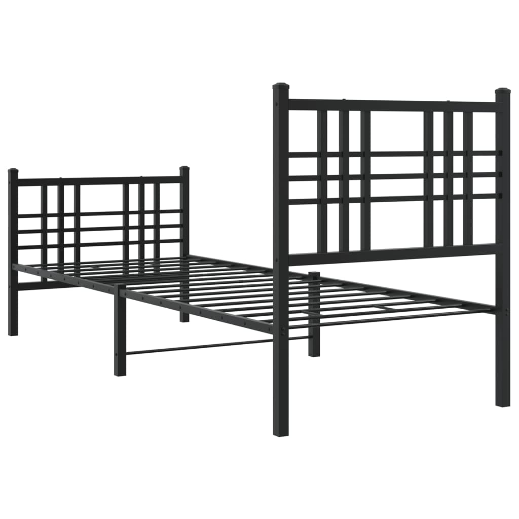 Cadre de lit métal sans matelas avec pied de lit noir 80x200 cm - XIOS
