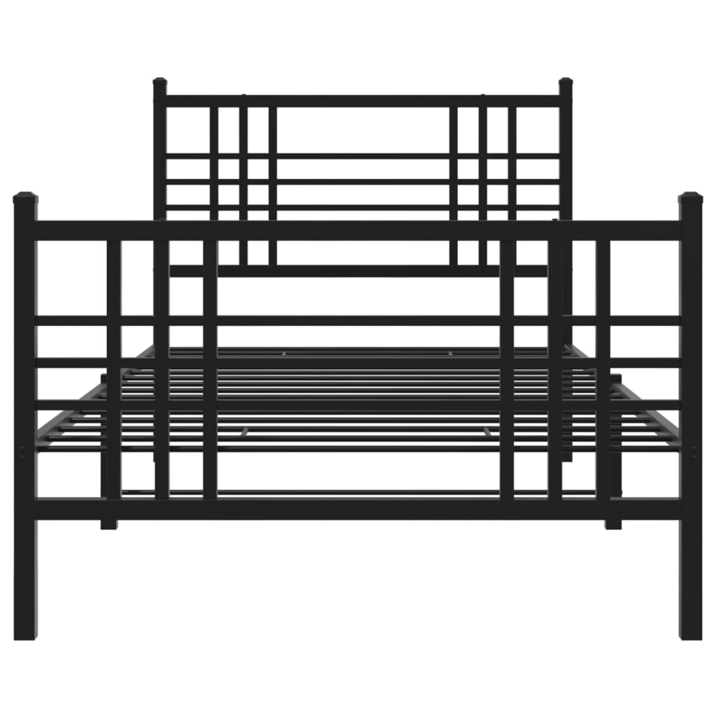 Cadre de lit métal sans matelas avec pied de lit noir 90x200 cm - XIOS