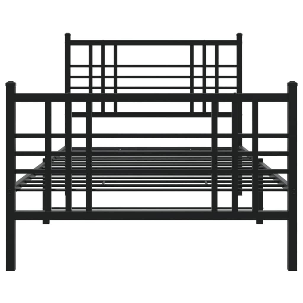 Cadre de lit métal sans matelas avec pied de lit noir 100x190cm - XIOS