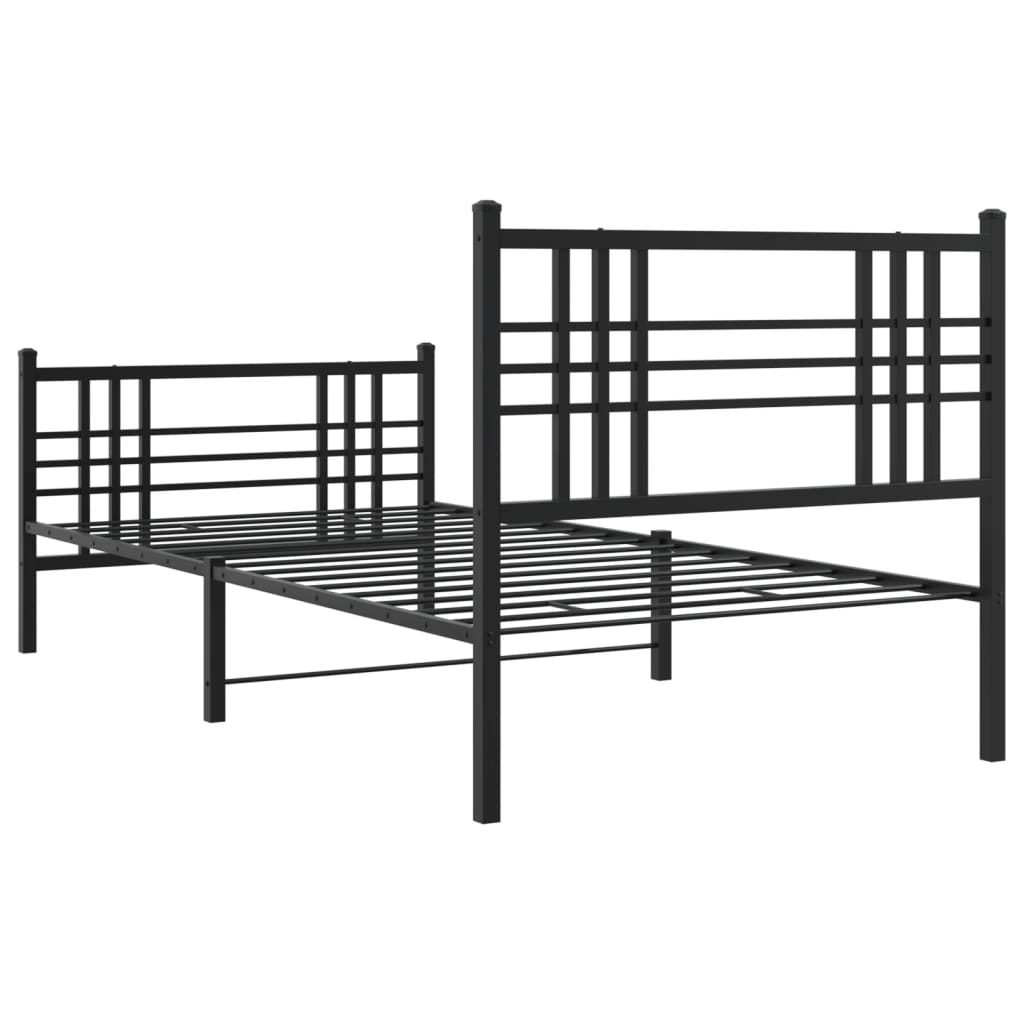 Cadre de lit métal sans matelas et pied de lit noir 100x200 cm - XIOS