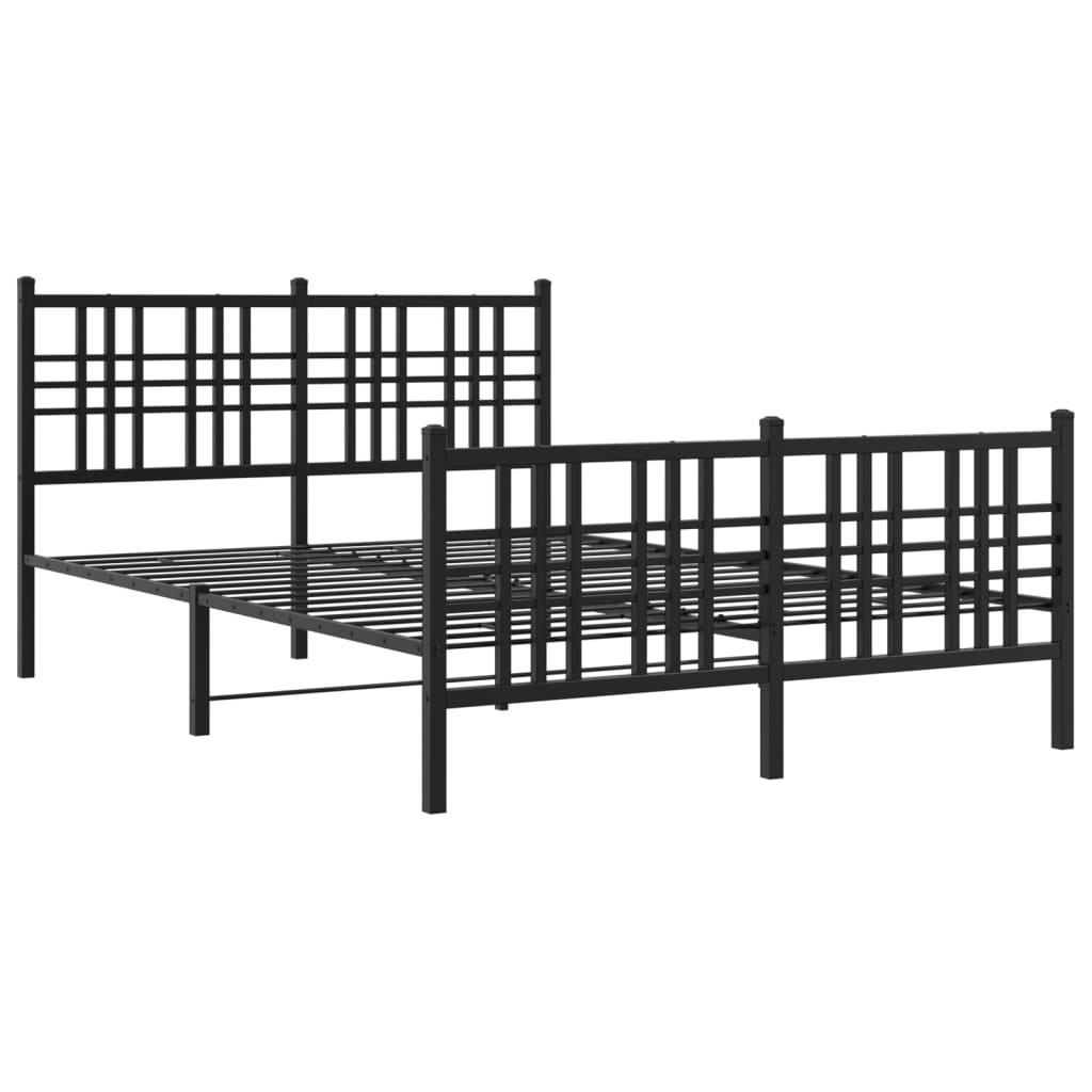 Cadre de lit métal sans matelas avec pied de lit noir 137x190cm - XIOS