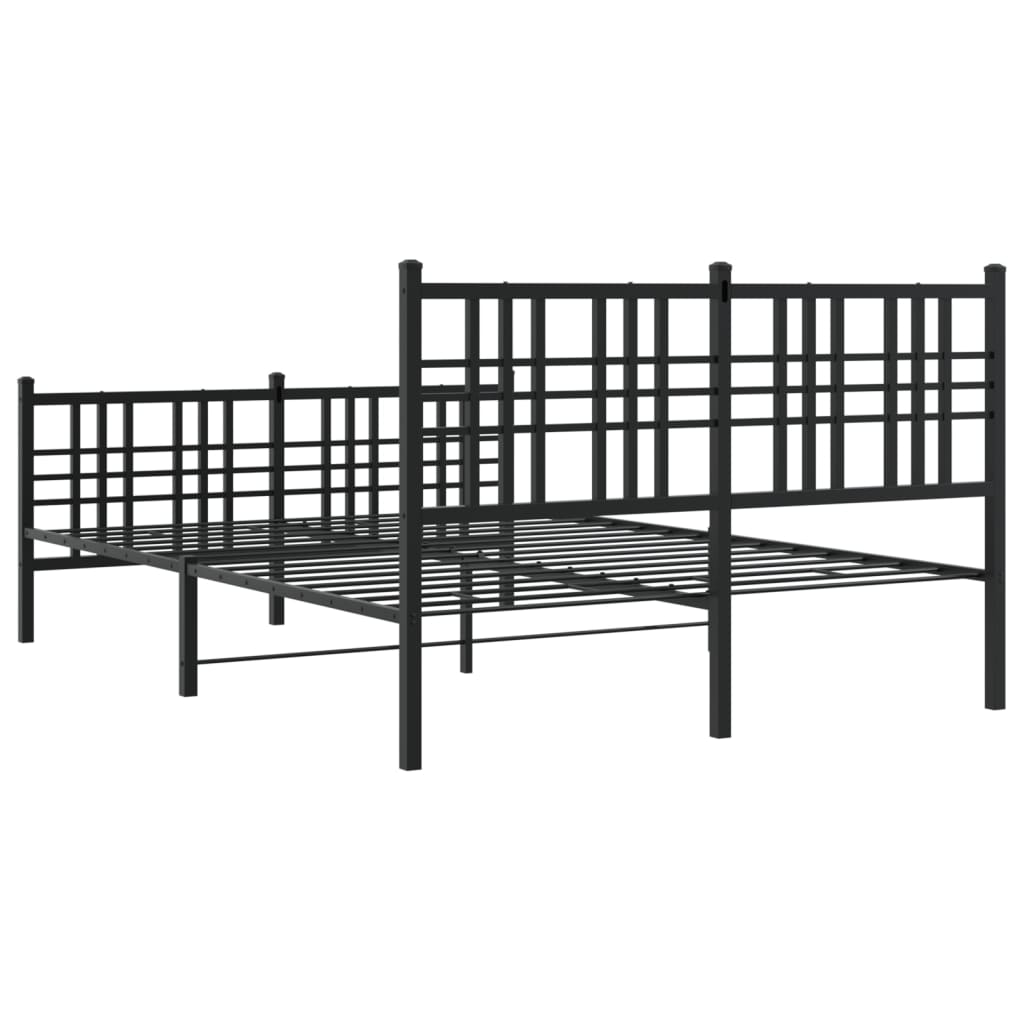 Cadre de lit métal sans matelas avec pied de lit noir 140x190cm - XIOS