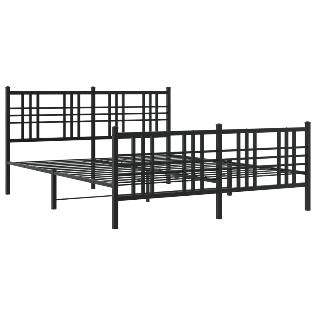 Cadre de lit métal sans matelas avec pied de lit noir 150x200cm - XIOS