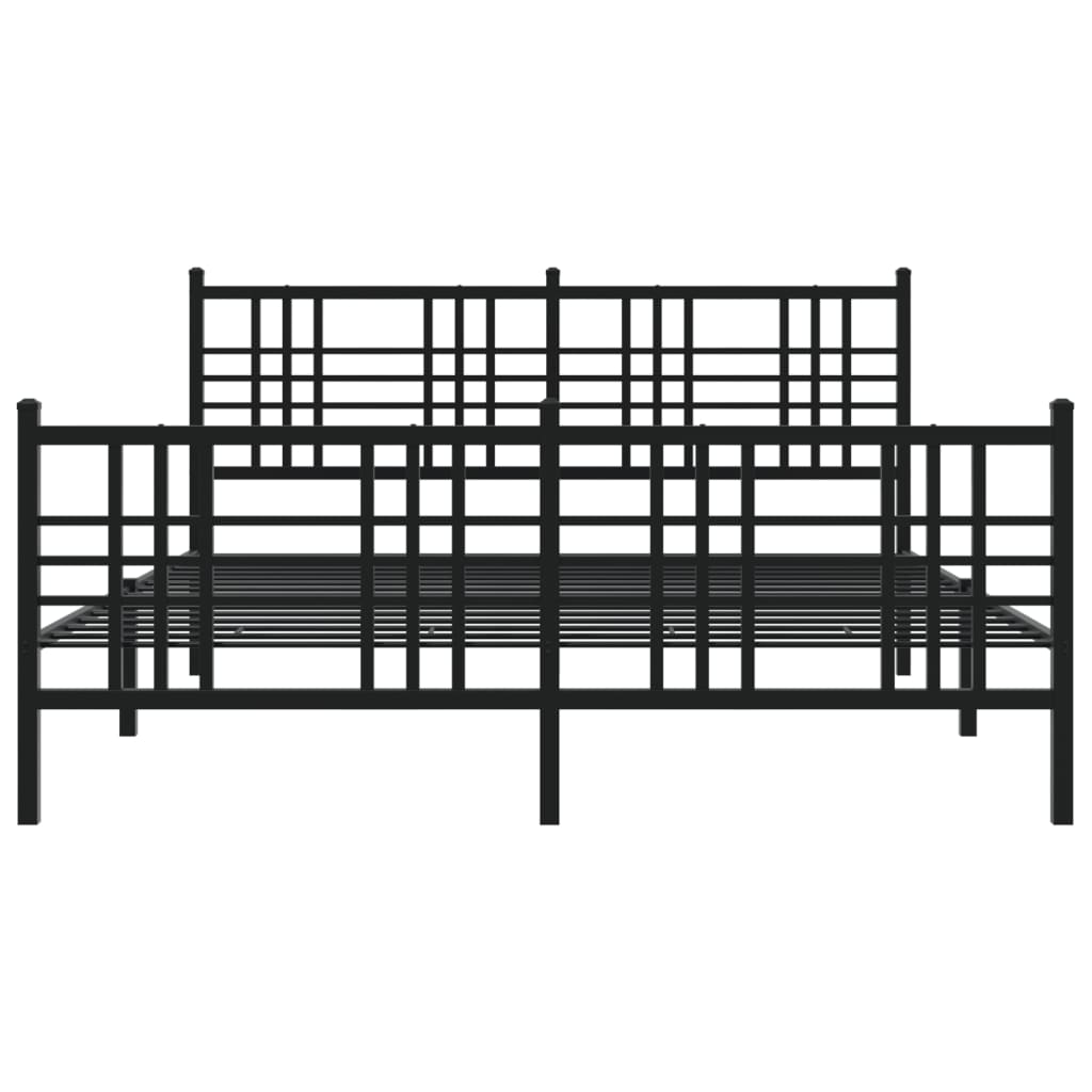 Cadre de lit métal sans matelas avec pied de lit noir 150x200cm - XIOS
