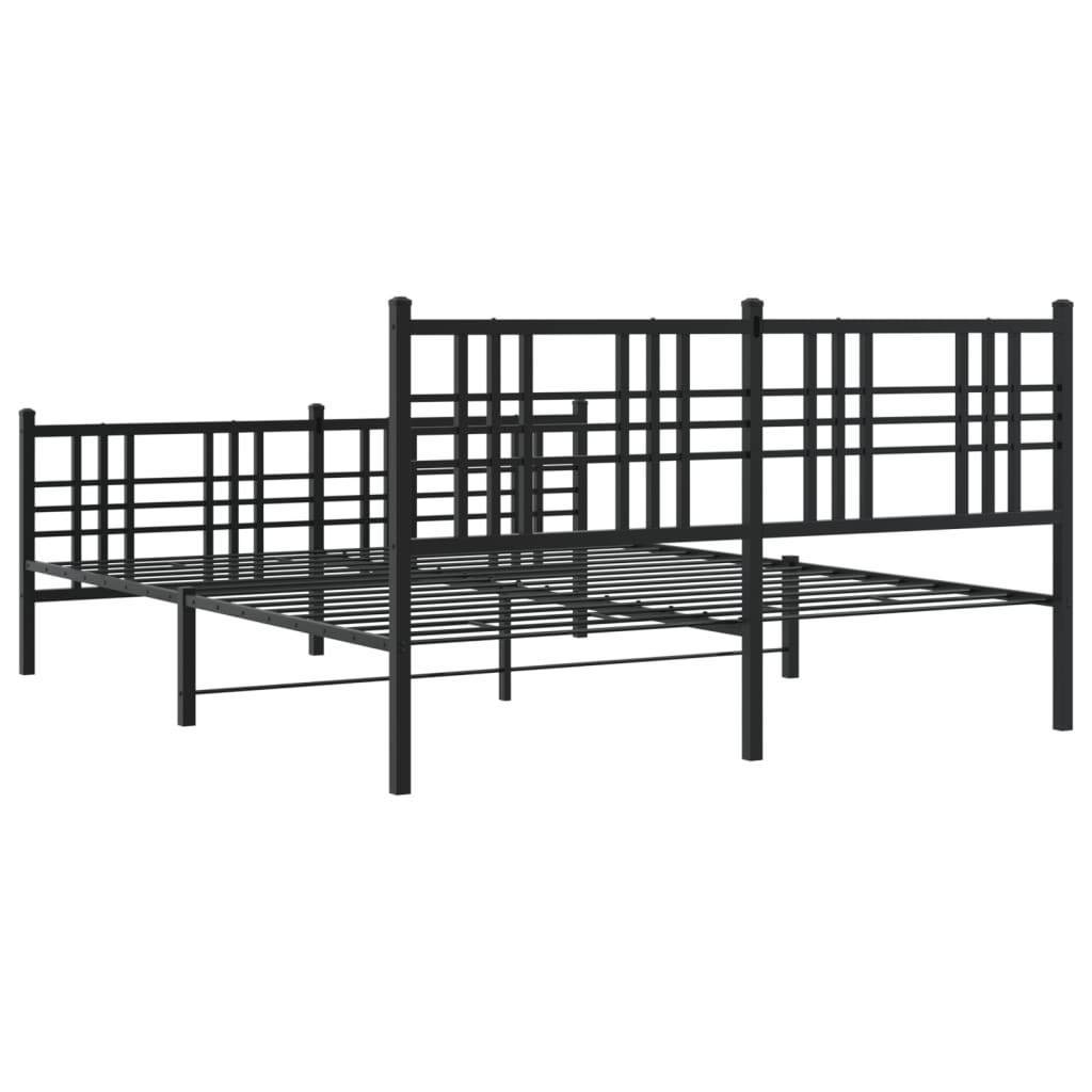Cadre de lit métal sans matelas avec pied de lit noir 150x200cm - XIOS