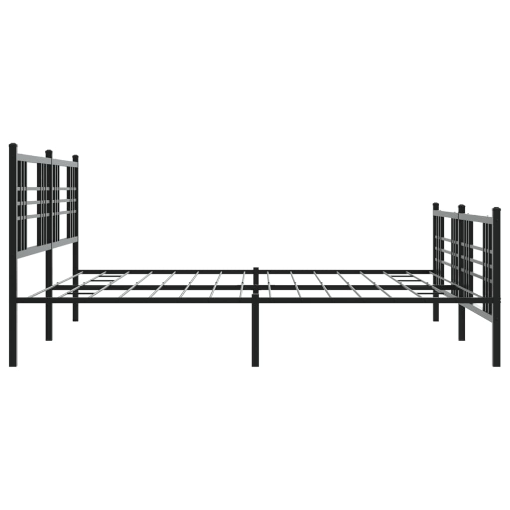 Cadre de lit métal sans matelas avec pied de lit noir 193x203cm - XIOS