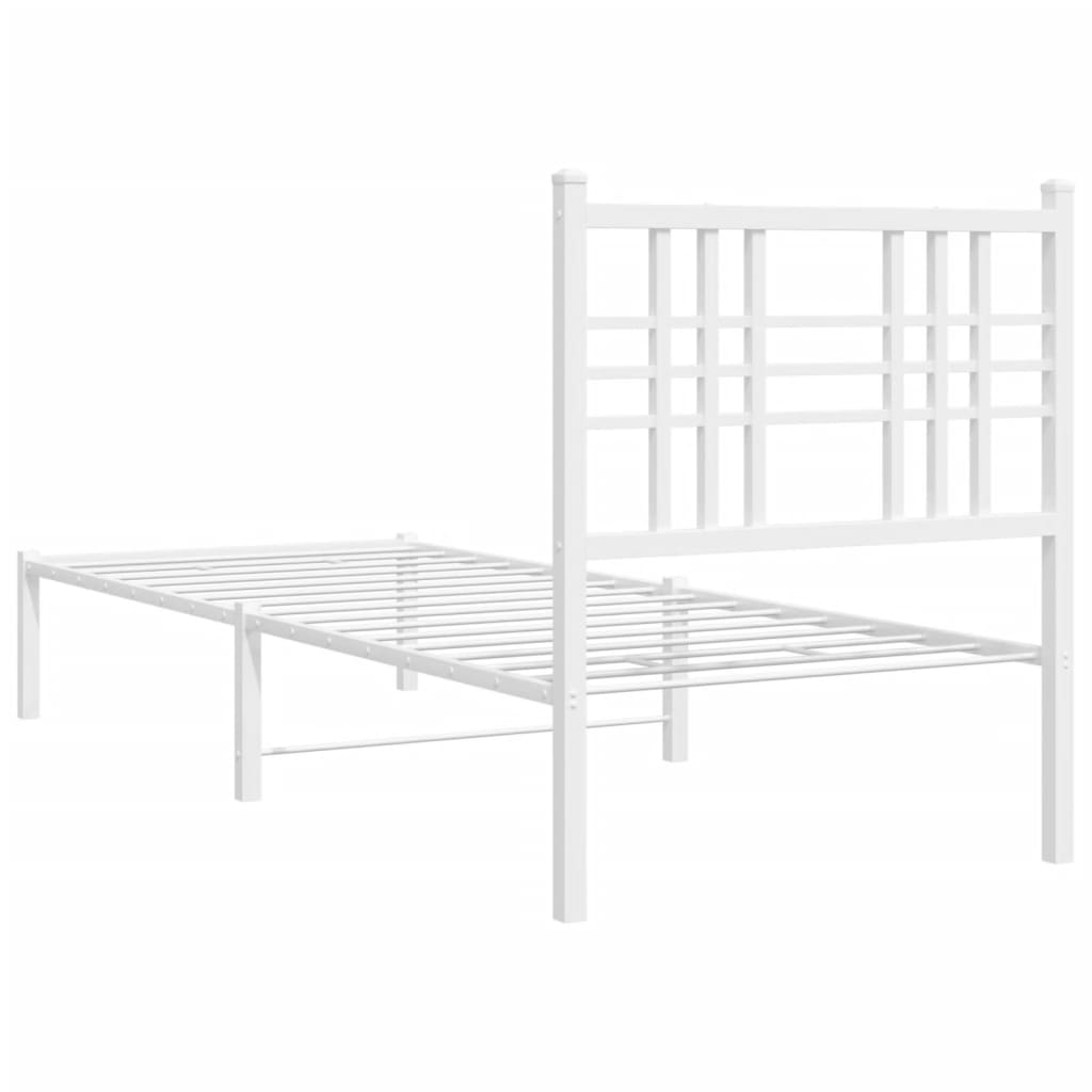 Cadre de lit métal sans matelas avec tête de lit blanc 75x190cm - XIOS