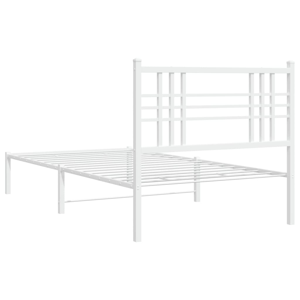 Cadre de lit métal sans matelas et tête de lit blanc 100x190 cm - XIOS