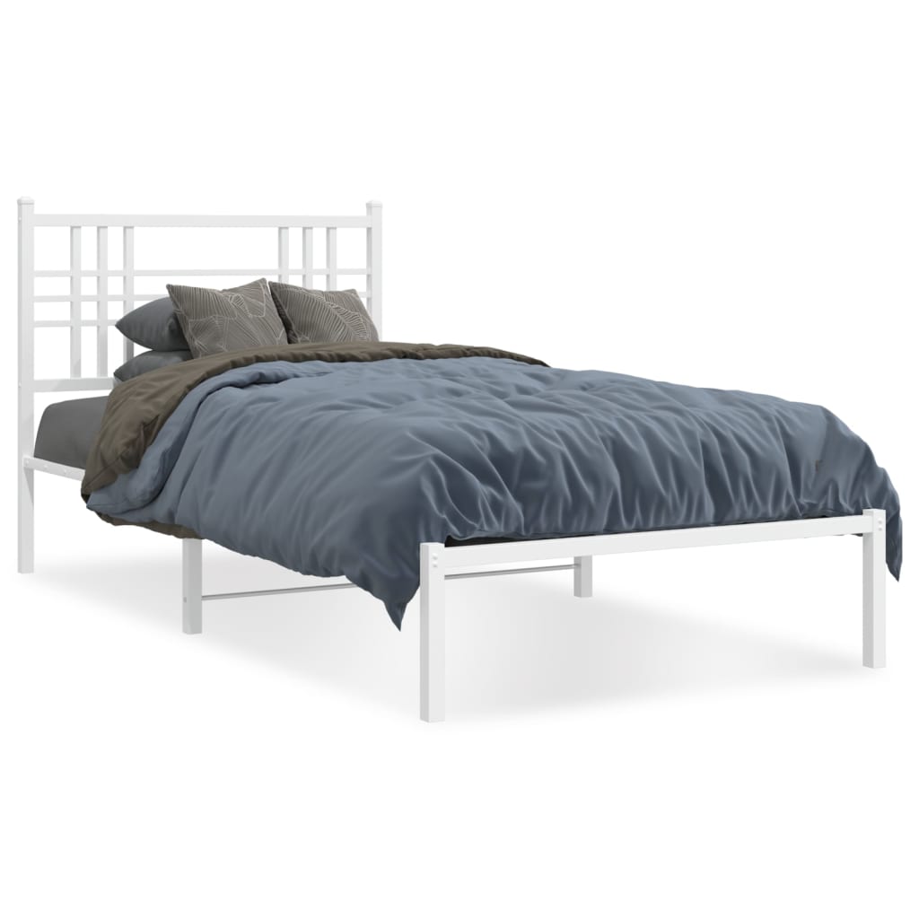 Cadre de lit métal sans matelas et tête de lit blanc 100x200 cm - XIOS