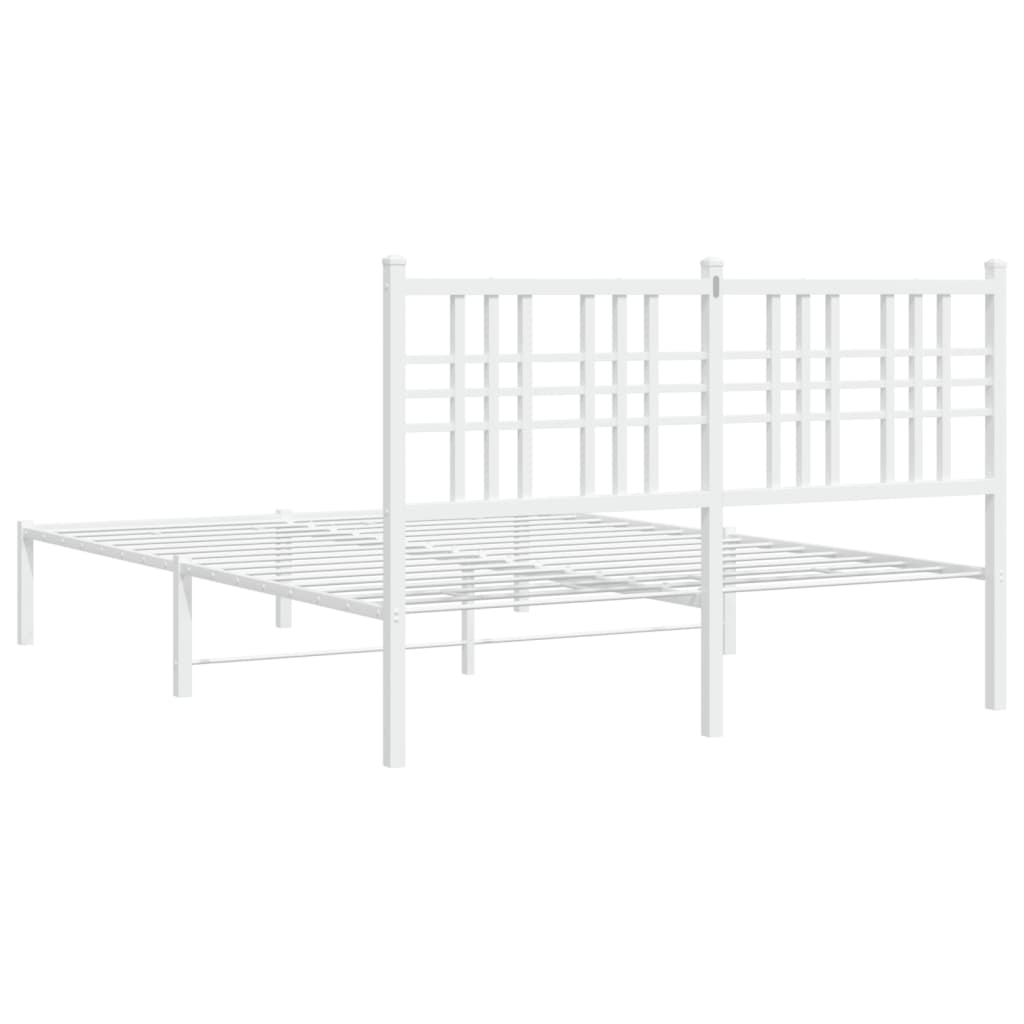 Cadre de lit métal sans matelas et tête de lit blanc 120x190 cm - XIOS