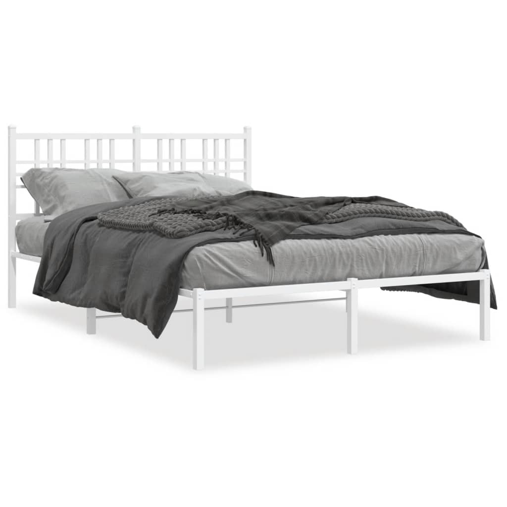 Cadre de lit métal sans matelas et tête de lit blanc 140x190 cm - XIOS
