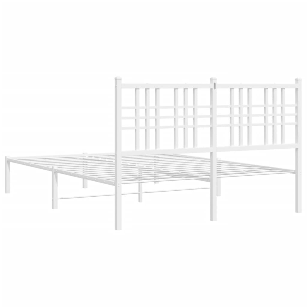 Cadre de lit métal sans matelas et tête de lit blanc 140x190 cm - XIOS