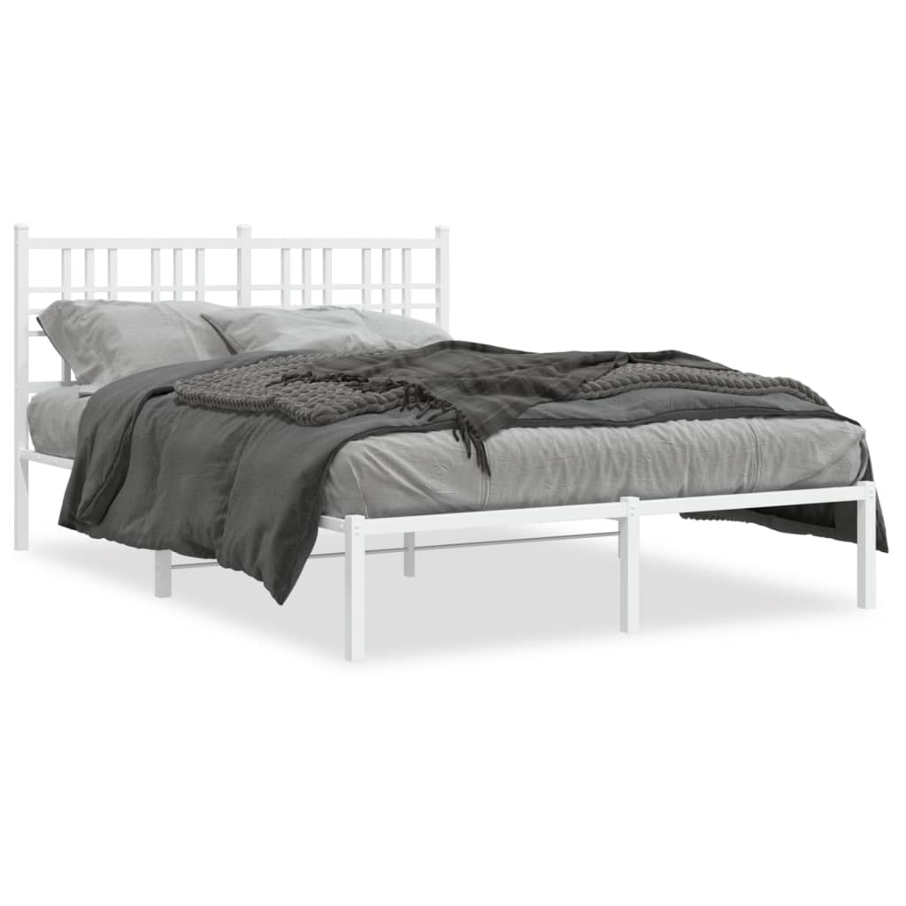 Cadre de lit métal sans matelas et tête de lit blanc 140x200 cm - XIOS