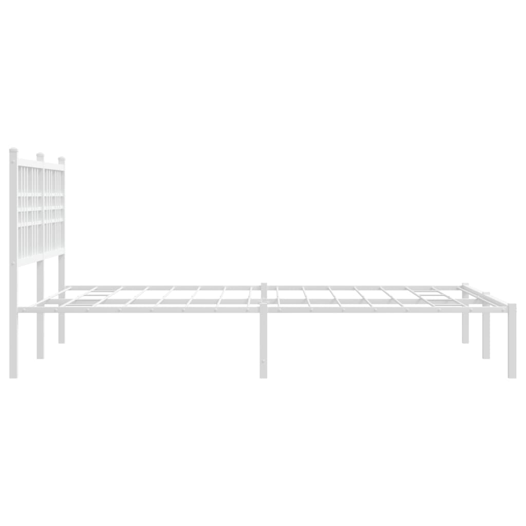 Cadre de lit métal sans matelas et tête de lit blanc 140x200 cm - XIOS