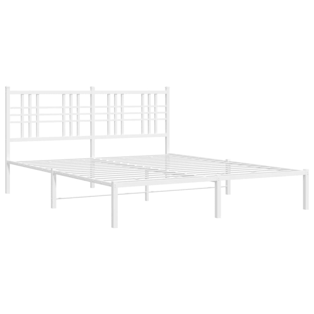 Cadre de lit métal sans matelas et tête de lit blanc 150x200 cm - XIOS