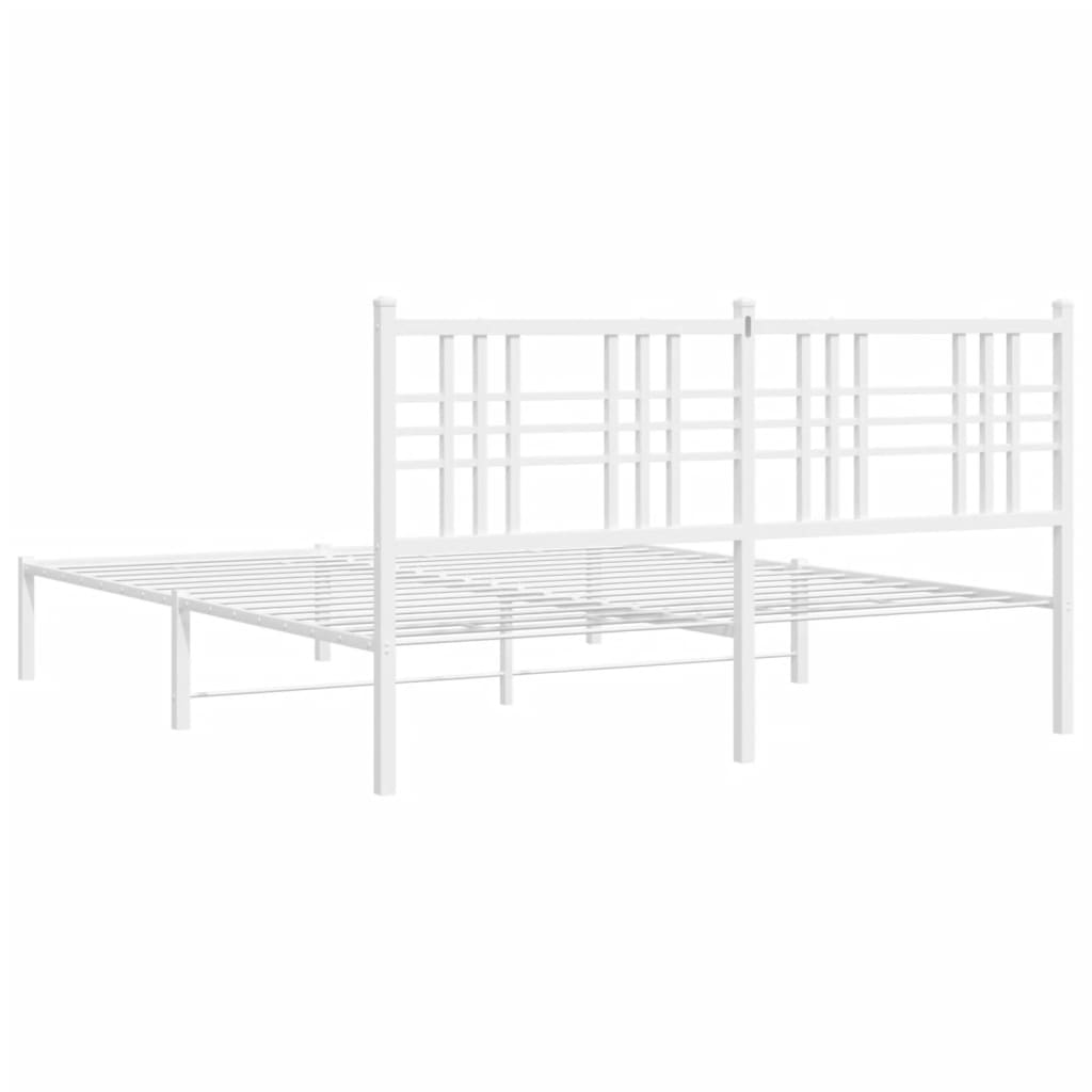 Cadre de lit métal sans matelas et tête de lit blanc 150x200 cm - XIOS