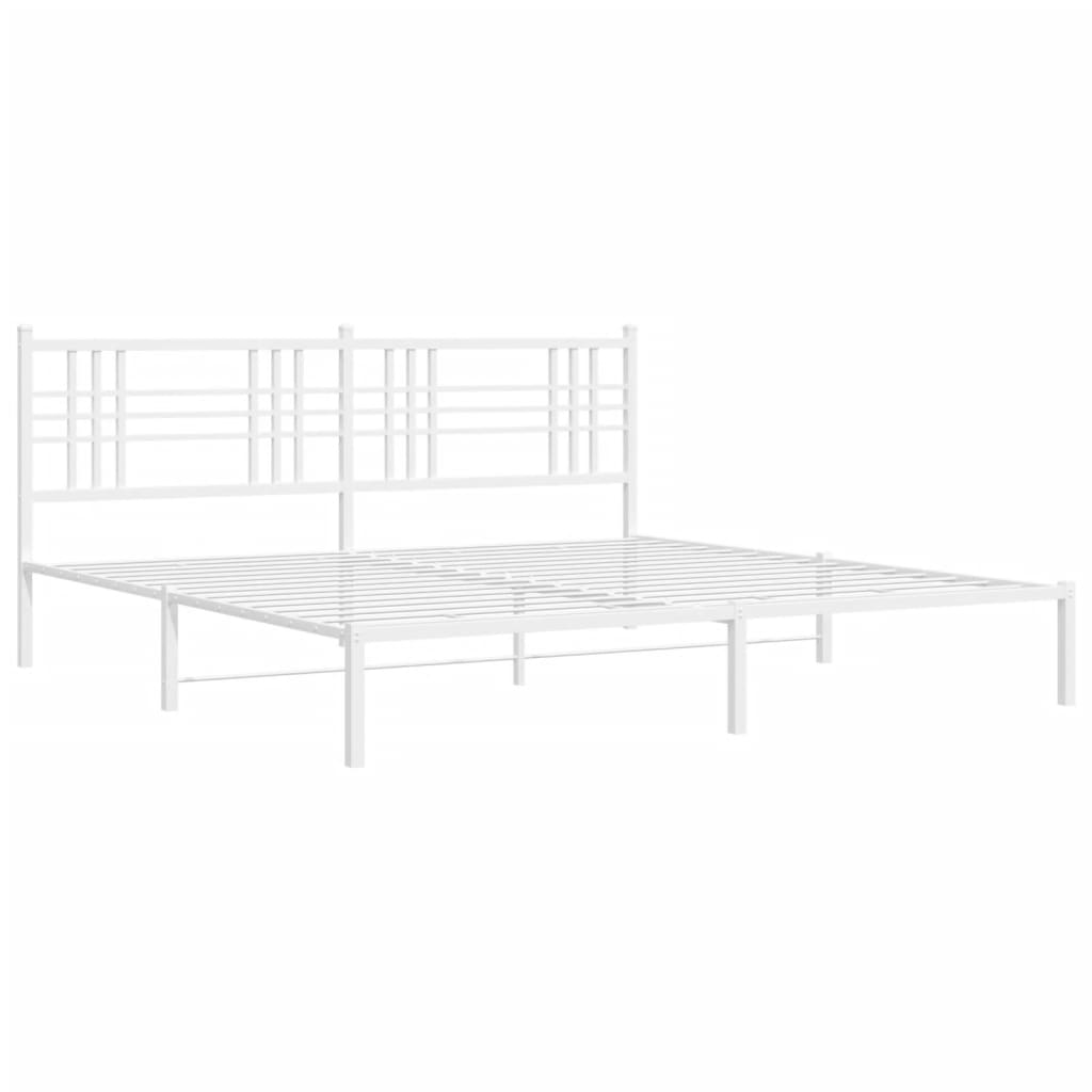 Cadre de lit métal sans matelas et tête de lit blanc 183x213 cm - XIOS