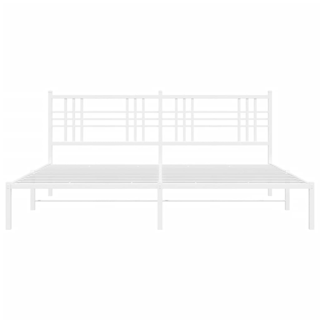 Cadre de lit métal sans matelas et tête de lit blanc 193x203 cm - XIOS