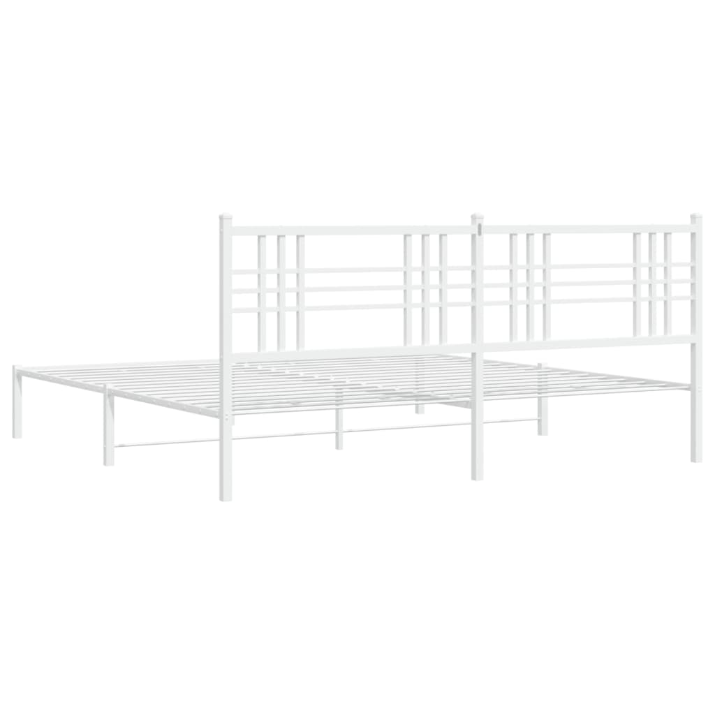 Cadre de lit métal sans matelas et tête de lit blanc 193x203 cm - XIOS
