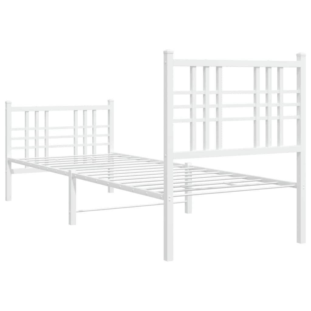 Cadre de lit métal sans matelas avec pied de lit blanc 80x200cm - XIOS